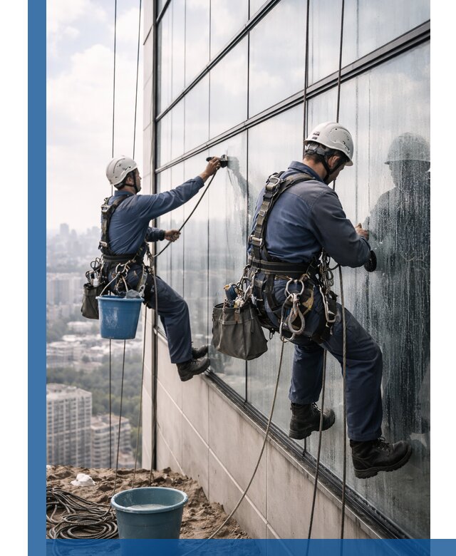 Профессиональная мойка фасадных окон альпинистами в Соликамске