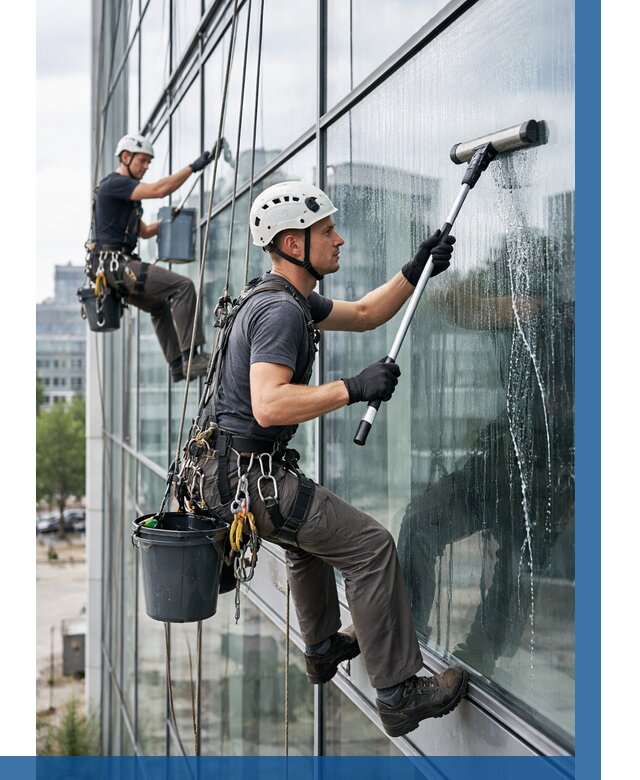 Мойка витражей альпинистами в Соликамске от 721 р. под ключ|ВЫСОТНИК-Слк