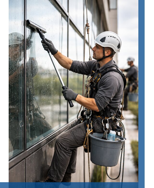 Мойка стеклянных фасадов в Соликамске от 206 р. | ВЫСОТНИК-Слк