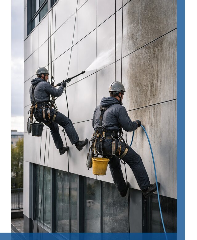 Мойка фасада из композита в Соликамске по цене от 309 р. | ВЫСОТНИК-Слк