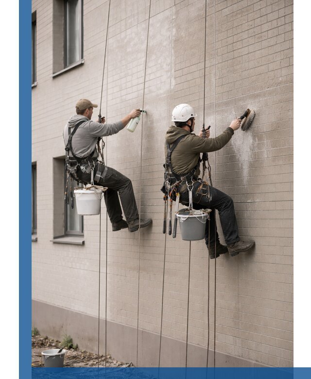 Удаление высолов с фасада зданий в Соликамске без повреждений и следов