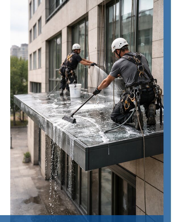 Мойка козырьков и навесов в Соликамске от 3607 р. | ВЫСОТНИК-Слк