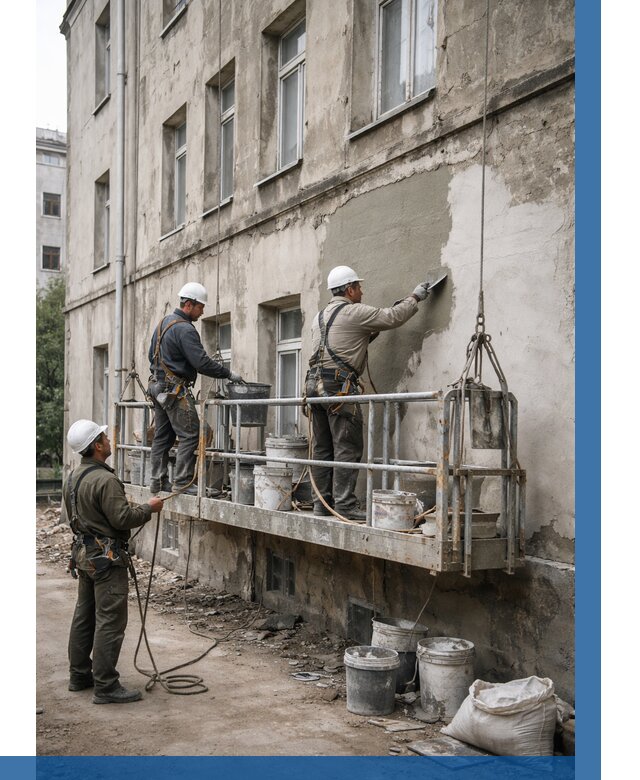 Капитальный ремонт фасада в Соликамске от 4328 р. | ВЫСОТНИК-Слк