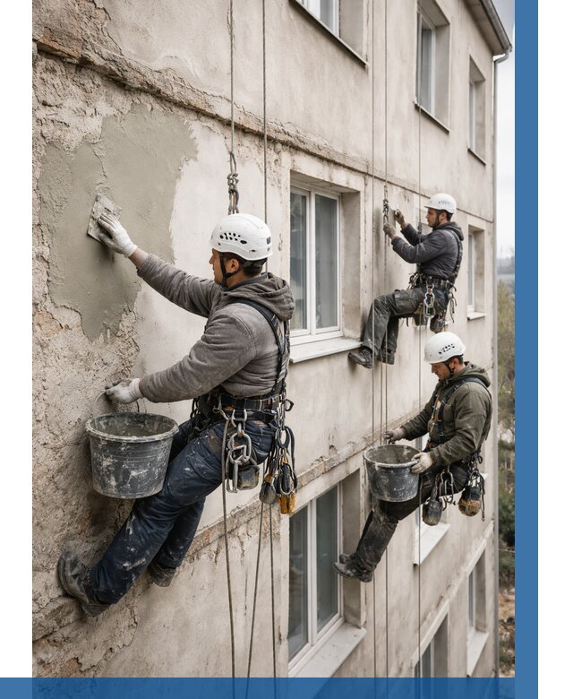 Ремонт штукатурного фасада в Соликамске от 773 р. под ключ | ВЫСОТНИК-Слк