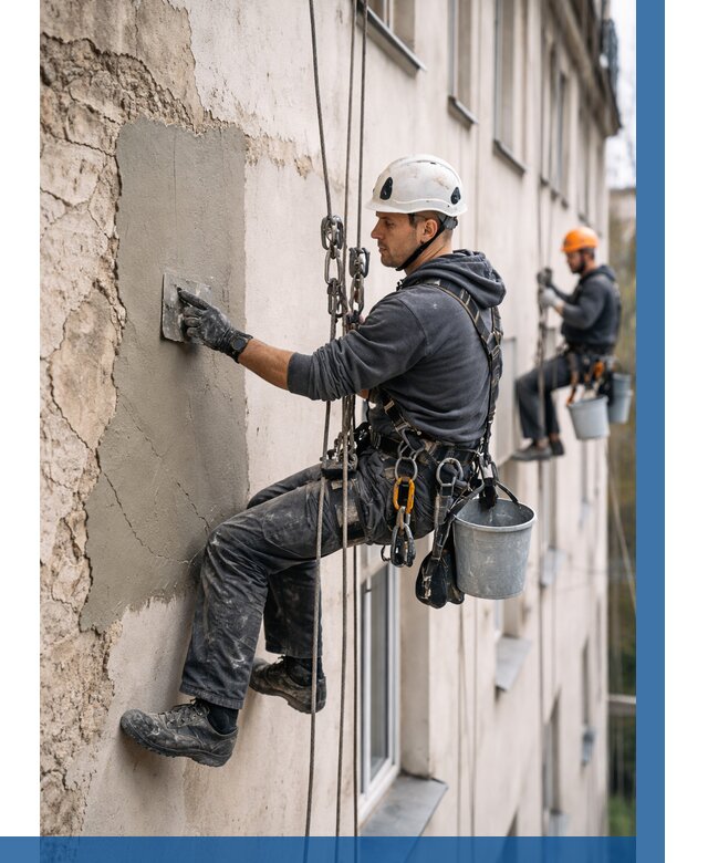 Восстановление штукатурки фасада в Соликамске от 1237 р. | ВЫСОТНИК-Слк