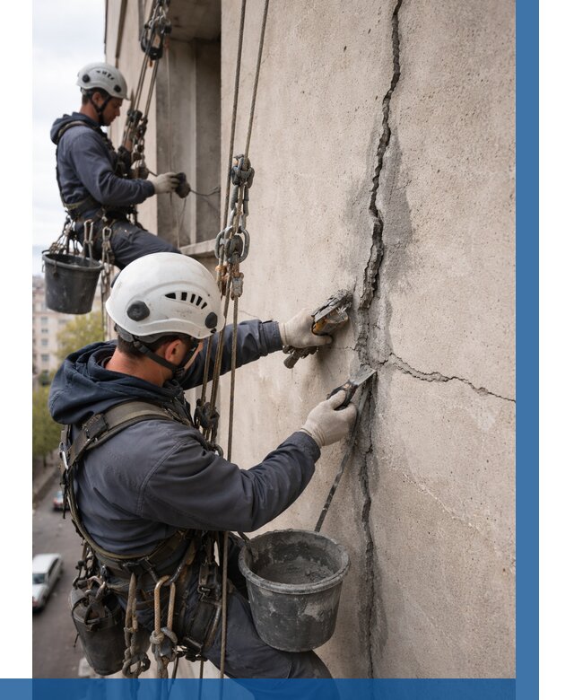 Заделка трещин на фасаде в Соликамске от 927 р. | ВЫСОТНИК-Слк