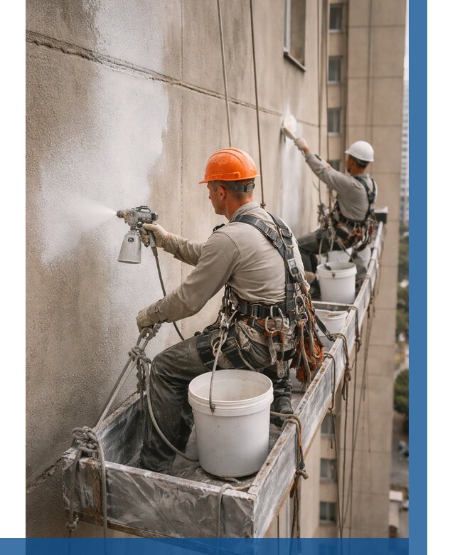 Грунтовка фасада на высоте в Соликамске от 124 р. | ВЫСОТНИК-Слк