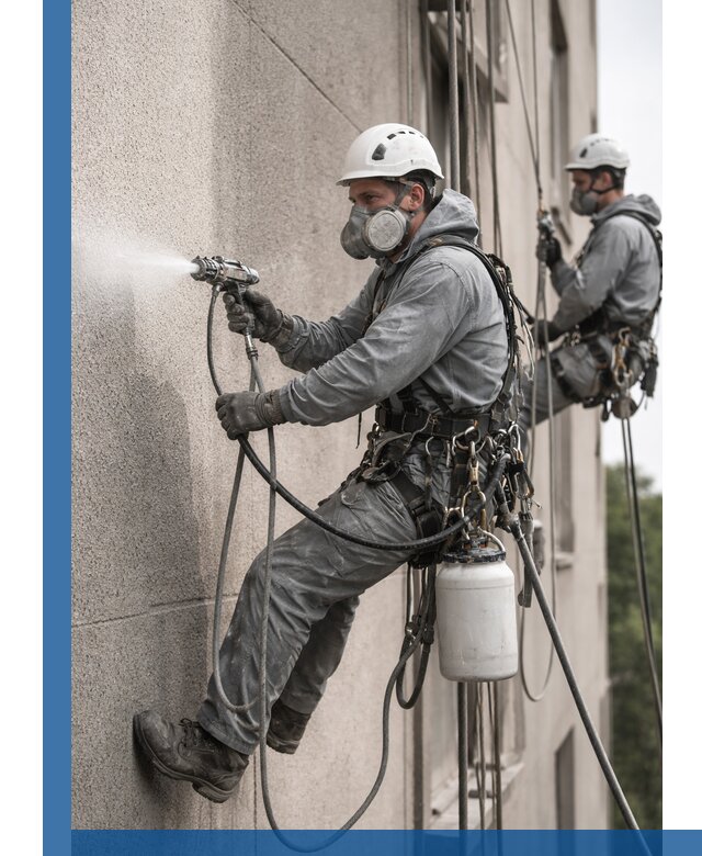 Безвоздушная покраска фасадов зданий в Соликамске профессионально