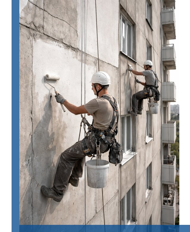 Покраска бетонного фасада в Соликамске для жилых и промышленных объектов