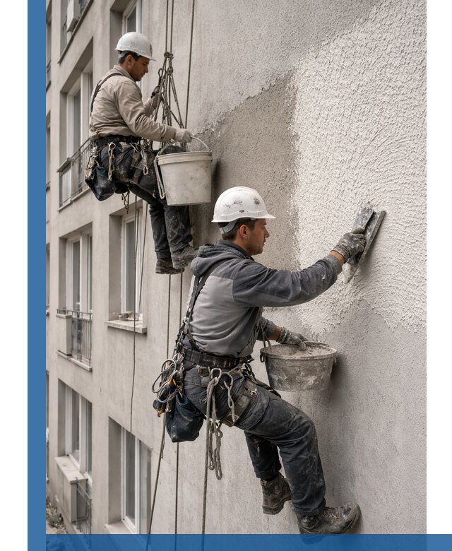 Нанесение декоративной штукатурки короед на фасад в Соликамске