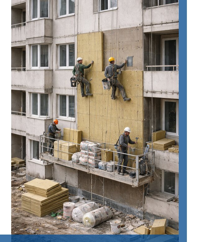 Утепление фасада минватой в Соликамске от 1546 р. | ВЫСОТНИК-Слк