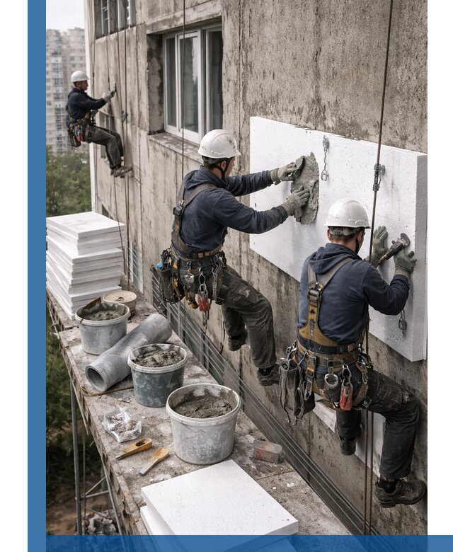 Утепление фасада пенополистиролом в Соликамске под ключ