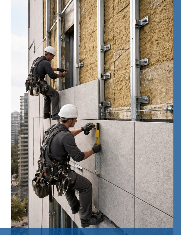 Монтаж вентилируемого фасада в Соликамске от 3607 р. | ВЫСОТНИК-Слк