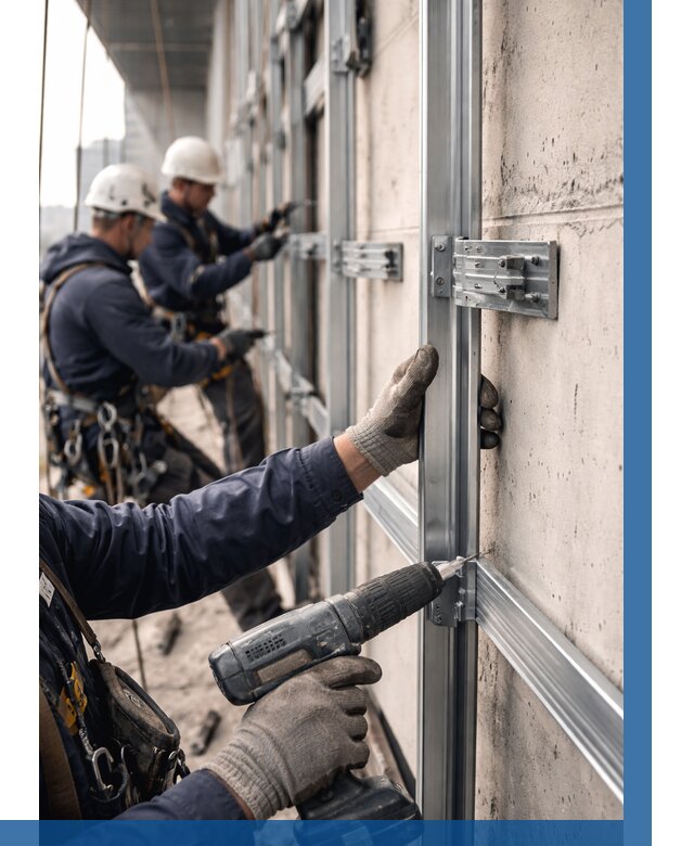 Монтаж подсистемы вентфасада в Соликамске от 876 р. | ВЫСОТНИК-Слк