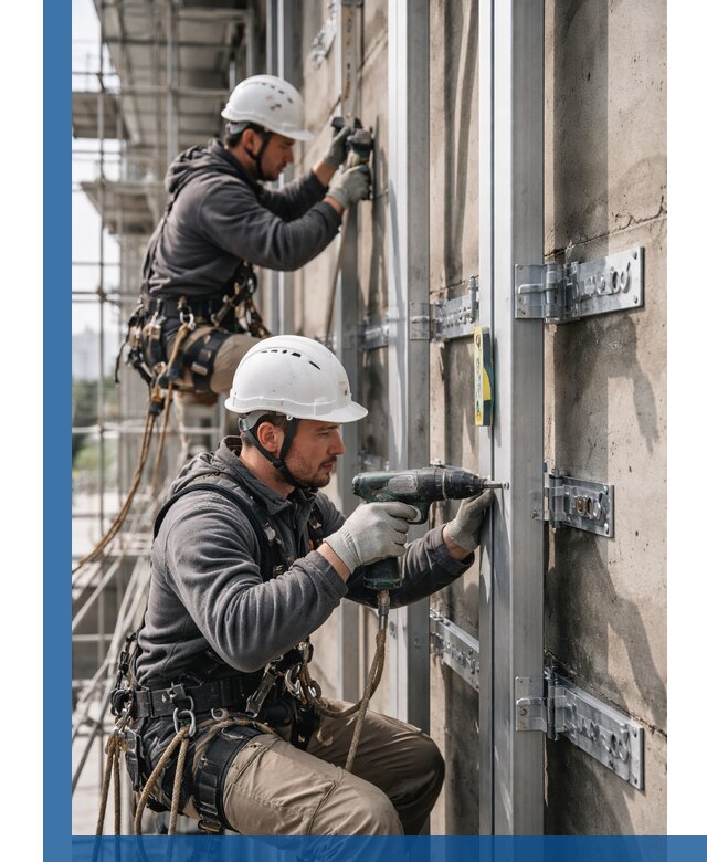 Монтаж и крепление подсистемы вентфасада в Соликамске