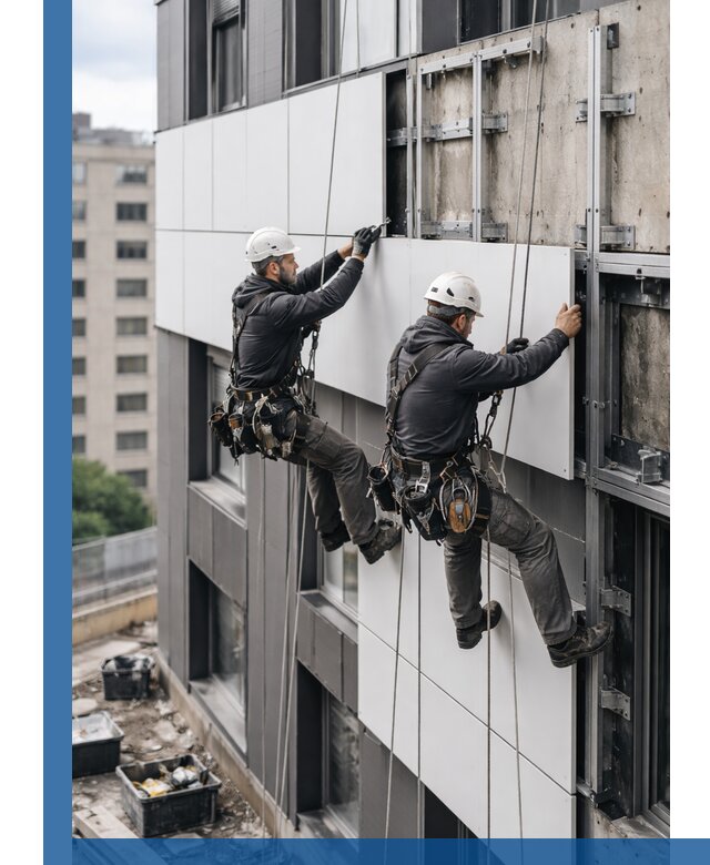Монтаж композитных панелей фасада в Соликамске под ключ