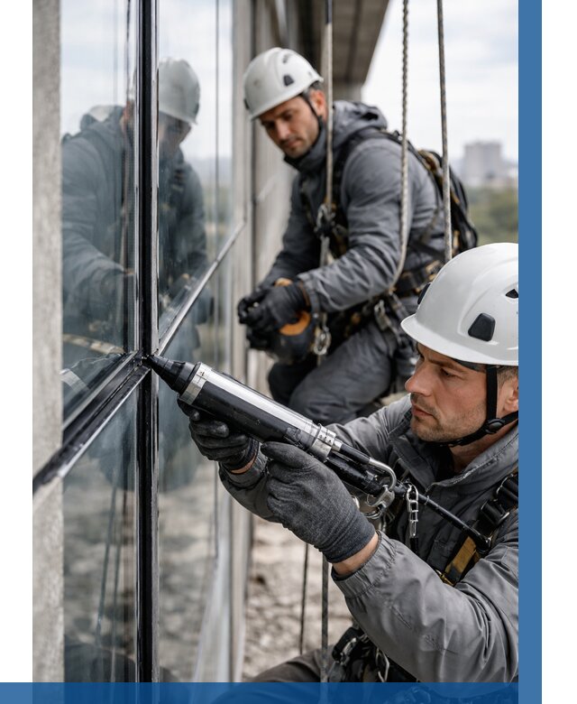 Герметизация витражных швов в Соликамске от 670 р. | ВЫСОТНИК-Слк