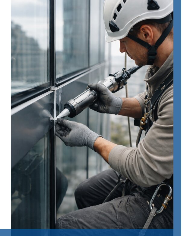 Герметизация стыков витража в Соликамске от 1237 р. | ВЫСОТНИК-Слк