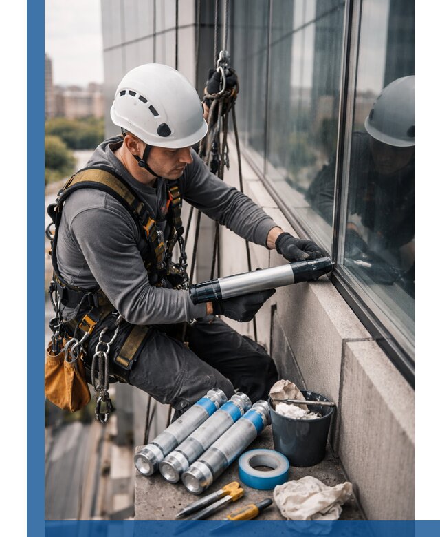 Герметизация стыков витража в Соликамске для герметичных фасадов