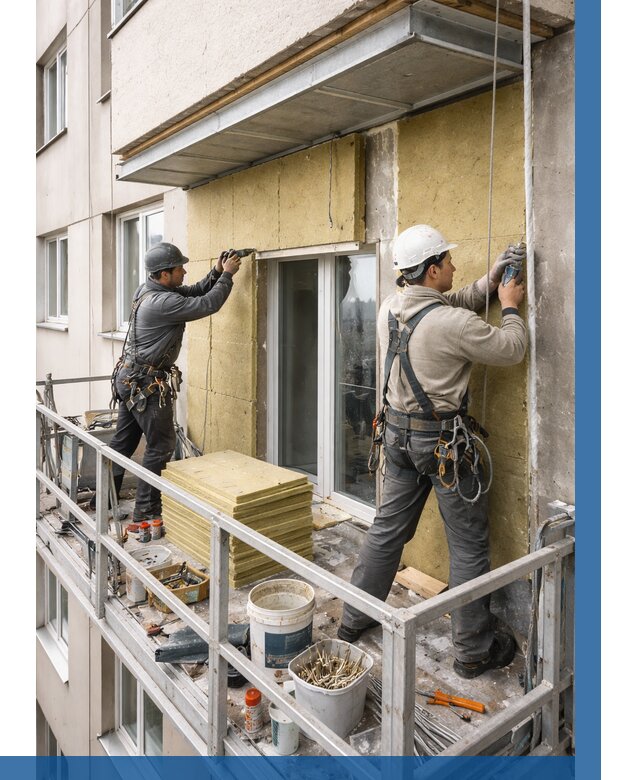 Утепление балкона снаружи в Соликамске от 1649 р. под ключ ВЫСОТНИК-Слк