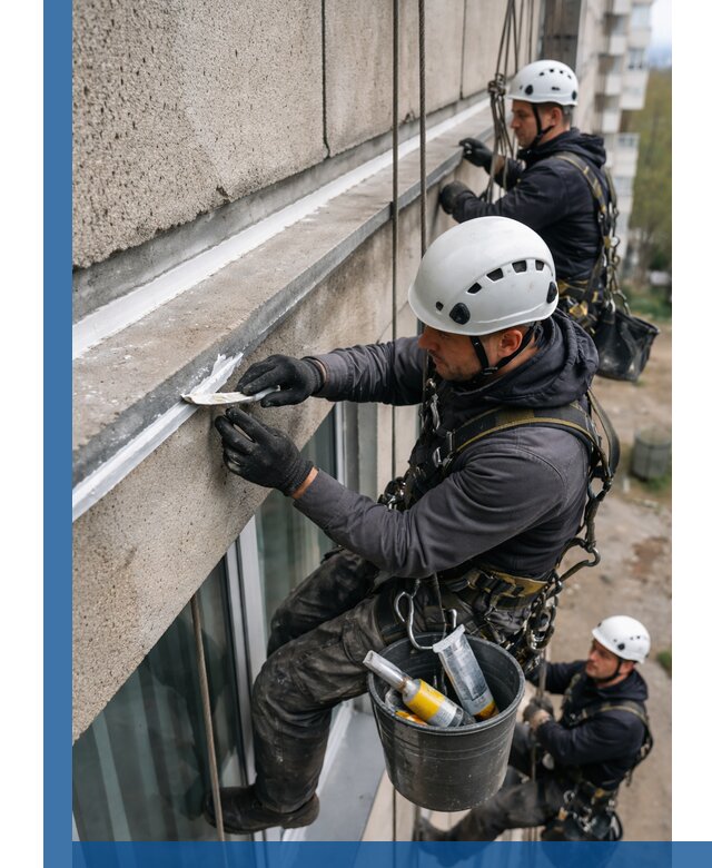 Герметизация примыкания балкона в Соликамске под ключ с гарантией