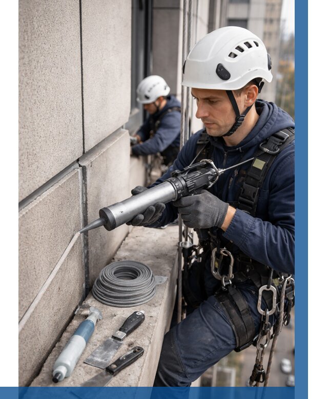 Герметизация деформационных швов фасада в Соликамске от 721 | ВЫСОТНИК-Слк