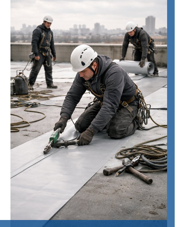 Ремонт мембранной кровли в Соликамске от 1855 р./м2 | ВЫСОТНИК-Слк