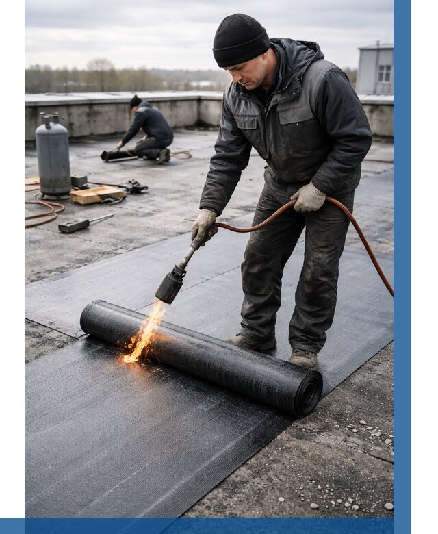 Ремонт наплавляемой кровли в Соликамске от 721 р. | ВЫСОТНИК-Слк