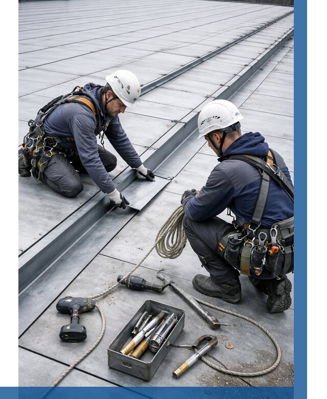 Ремонт фальцевой кровли в Соликамске от 721 р. | ВЫСОТНИК-Слк