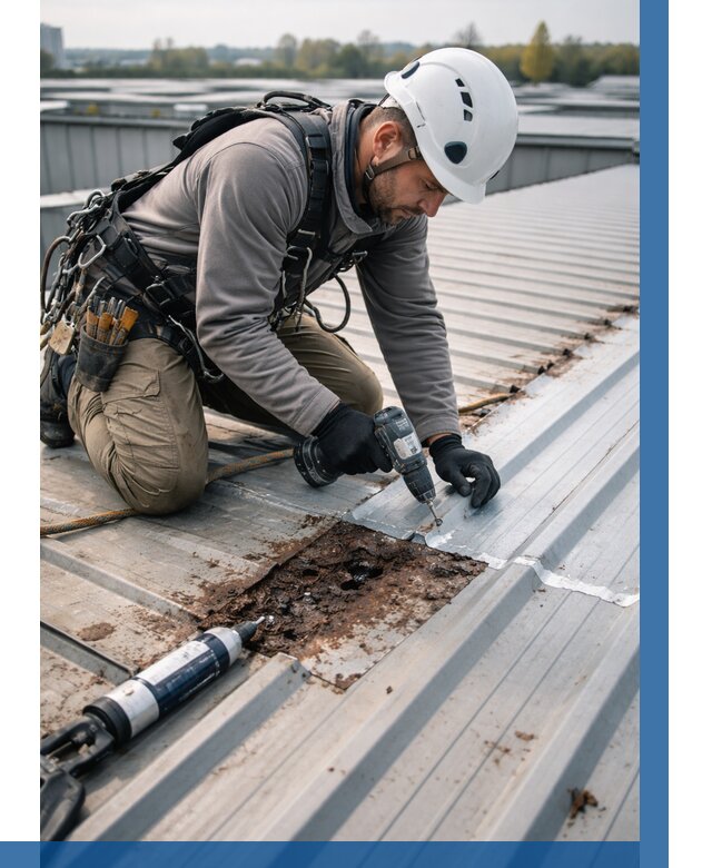 Ремонт профнастила на кровле в Соликамске от 721 р. | ВЫСОТНИК-Слк