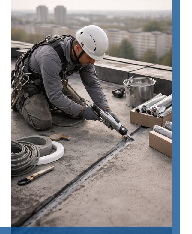 Герметизация швов кровли в Соликамске от 464 р./м2 | ВЫСОТНИК-Слк