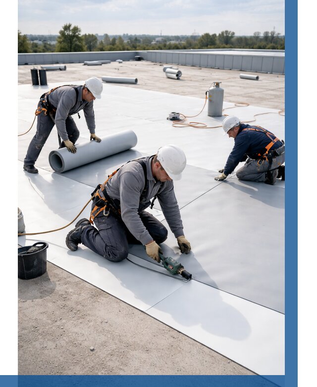 Монтаж мембранной кровли под ключ в Соликамске от 1237 р. | ВЫСОТНИК-Слк