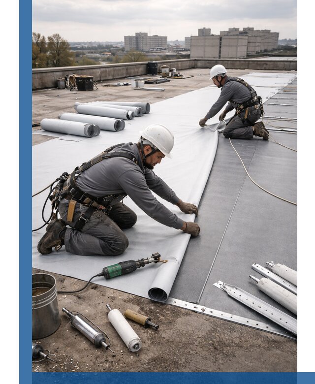 Монтаж мембранной кровли в Соликамске для промышленных зданий