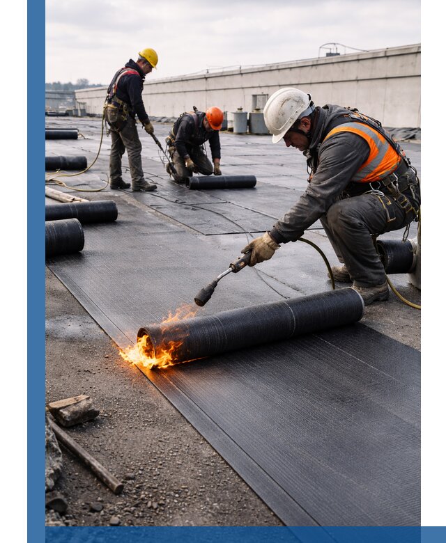 Монтаж наплавляемой кровли в Соликамске профессионально