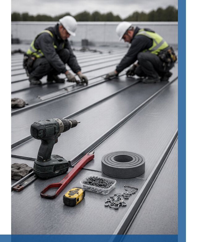 Монтаж фальцевой кровли в Соликамске от 1855 р. | ВЫСОТНИК-Слк