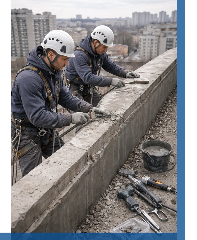 Ремонт парапета на кровле в Соликамске от 1546 р. | ВЫСОТНИК-Слк