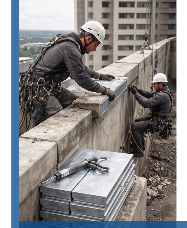 Замена парапетных крышек и установка новых в Соликамске