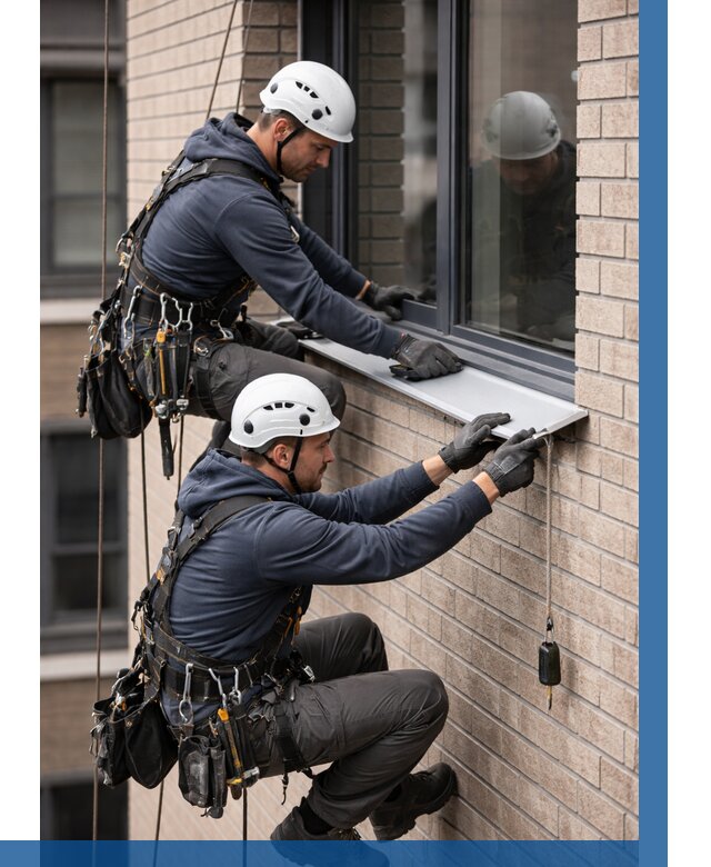 Монтаж оконных отливов под ключ в Соликамске от 3607 р. | ВЫСОТНИК-Слк