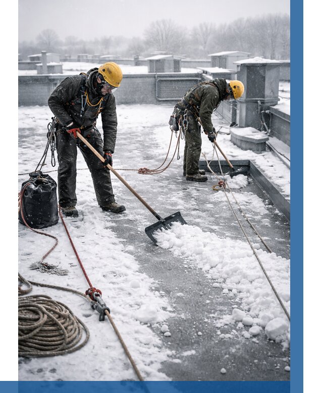 Очистка крыши от снега в Соликамске от 7729 р. | ВЫСОТНИК-Слк