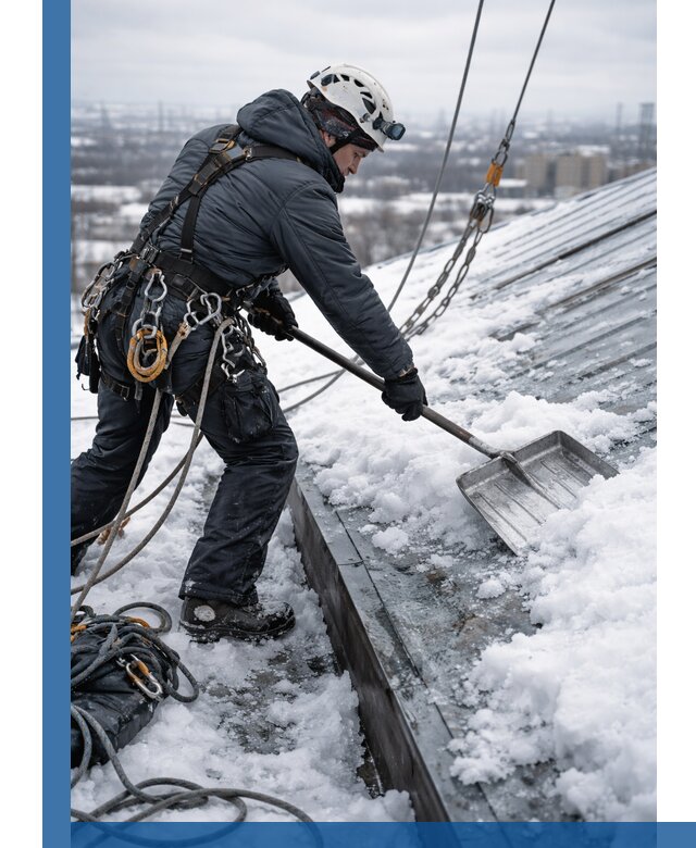 Профессиональная очистка кровли от снега и наледи в Соликамске