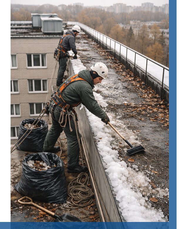Очистка кровли по периметру в Соликамске от 567 р. | ВЫСОТНИК-Слк