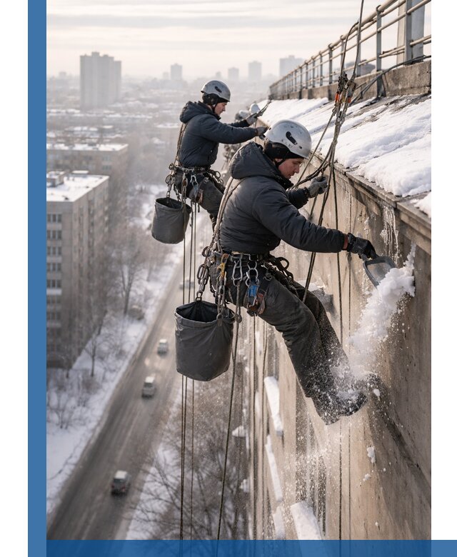 Очистка карнизов от снега в Соликамске профессионально и безопасно