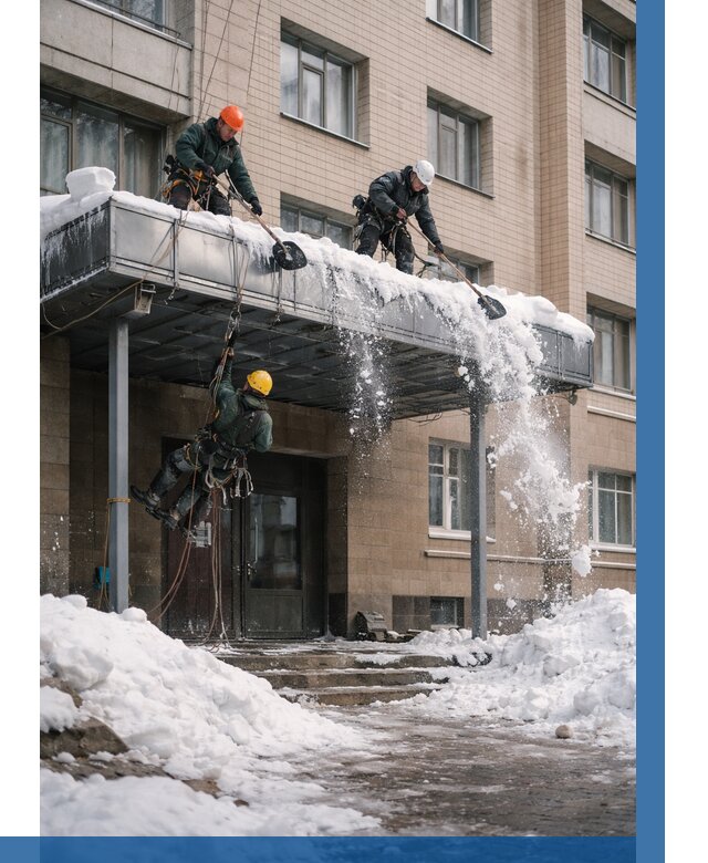 Очистка козырьков от снега в Соликамске от 3607 р. | ВЫСОТНИК-Слк