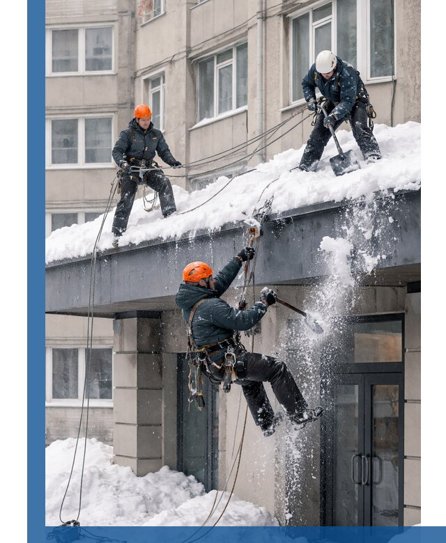 Безопасная очистка навесов от снега в Соликамске круглогодично