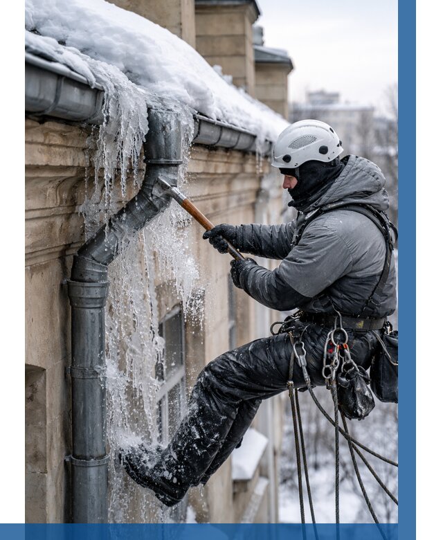 Очистка водостоков от льда в Соликамске от 3607 р. | ВЫСОТНИК-Слк