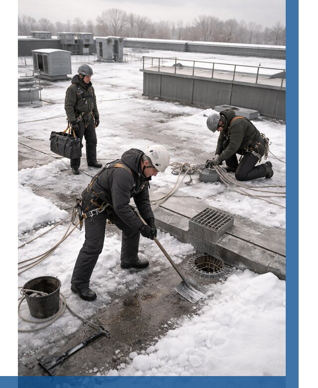 Абонентское обслуживание кровли зимой в Соликамске от 8244 р. | ВЫСОТНИК-Слк