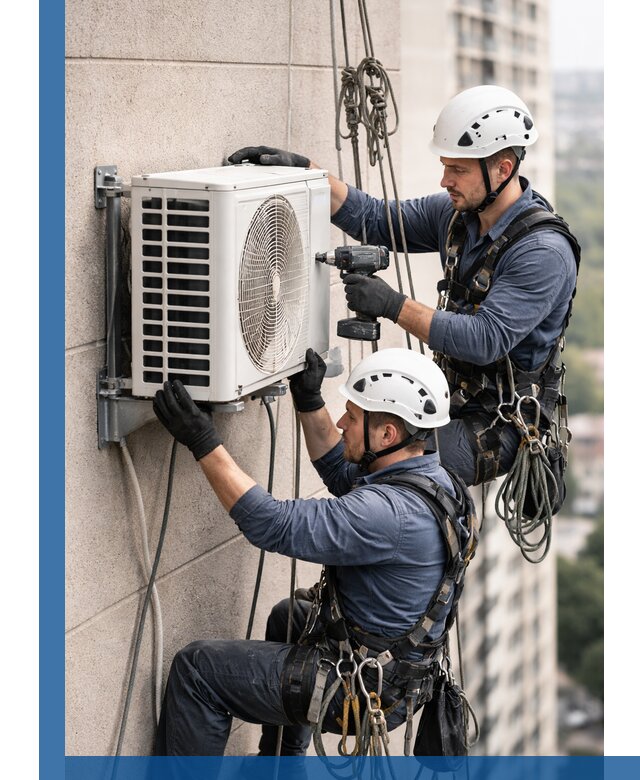 Монтаж внешнего блока кондиционера в Соликамске установка и крепление