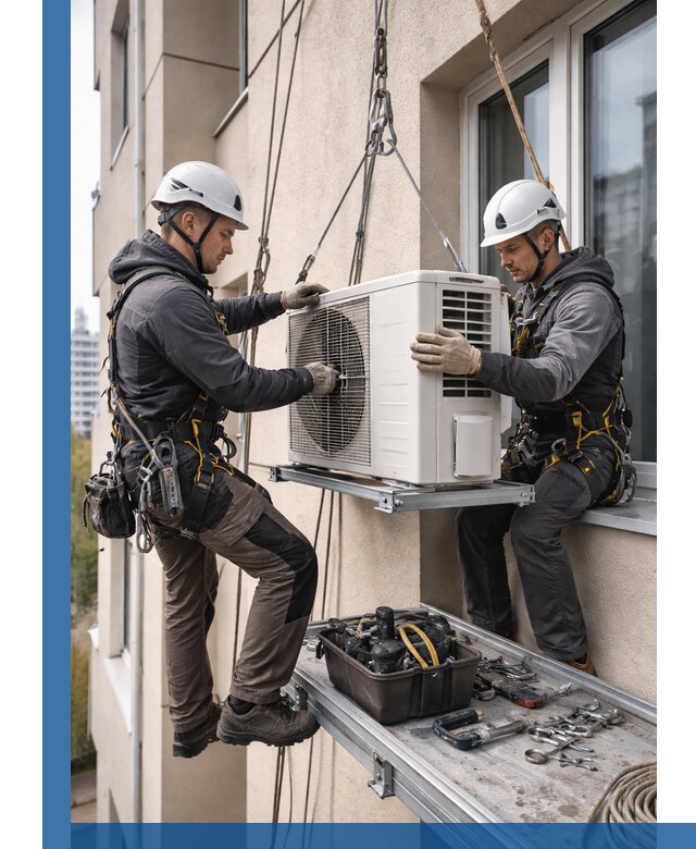 Перенос внешнего блока кондиционера в Соликамске с монтажом и крепежом