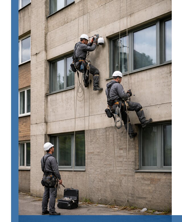 Монтаж фасадных камер видеонаблюдения в Соликамске под ключ