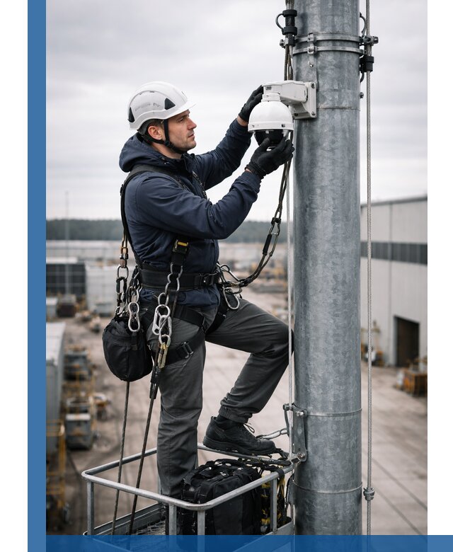 Профессиональная установка видеокамер на мачте в Соликамске